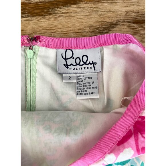 VTG Lilly Pultizer Patchwork Mini Skirt Womens 2 Floral Shells Y2K Beach - Picture 4 of 7